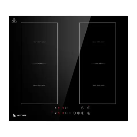 AMZCHEF CE-FS-I72S-FFDD06 schwarz / Induktionskochfeld / 60 cm / 4 Kochzonen / FlexZone / 7200 W