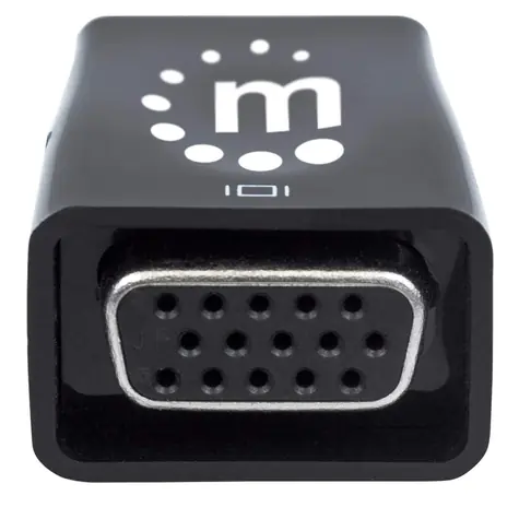 Manhattan Mikrokonverter HDMI-VGA mit USB-Stromversorgung, schwarz / Reduzierung / Full HD 1920×1080 / 3,5-mm-Audioanschluss