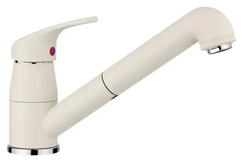 Blanco Spültischarmatur, Softweiß / Spültischarmatur / Ausziehbarer Auslauf / Silgranit-Optik