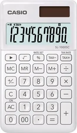Casio SL-1000SC-WE weiß / Taschenrechner / zehnstellig / duales Netzteil