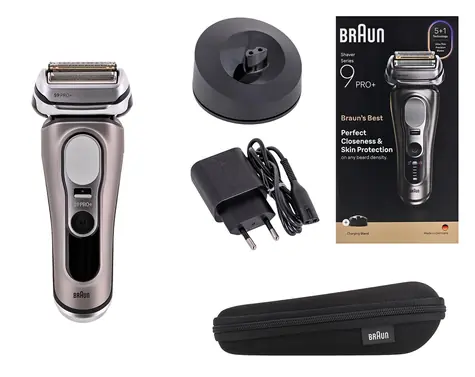 Braun Series 9 Pro+ 9615s grau/silber / Rasierer / Nass- und Trockenrasur / 60 Min. / 5+1 Scherköpfe