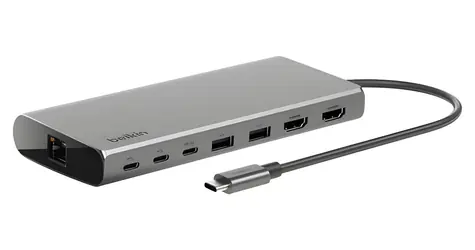 Belkin Connect USB-C Hub Core Grau / USB-C Hub / 8-in-1 / für 2 Monitore