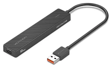 Vention USB-C Hub 5 in 1, schwarz / USB-Hub / USB 3.2 Gen 2 / 10 Gbit/s / 4X USB-A + 1x USB-C