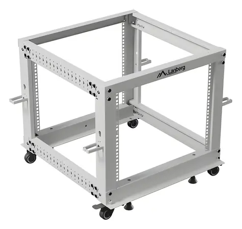 Lanberg Open Rack 9U grau / Offenes Rack / 19" / 600×600-1100 mm / Tiefe verstellbar / Tragfähigkeit 600 kg