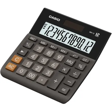 Casio MH 12 schwarz / Tischrechner / zwölfstellig / duales Netzteil