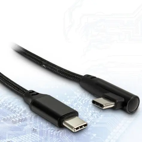 Inter-tech USB-C-Kabel 90° 1 m schwarz / USB-C (M) - USB-C (M)-Kabel / PD 60 W