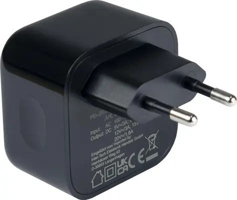 Inter-tech PD-2036 schwarz / Ladegerät / 2x USB-C / 36W / PD