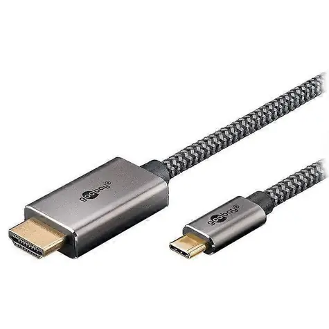 Goobay USB-C - HDMI Textilkabel schwarz/silber / Adapterkabel / 4K 60Hz / 2 m