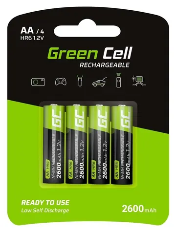 Green Cell AA HR6 2600 mAh Akkus NiMH 1,2 V 4 Stück