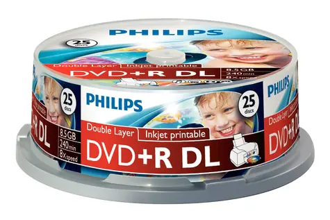Philips DVD+ R DL 8,5 GB / DVD-Medium / 8x / 25 Stück / Spindel