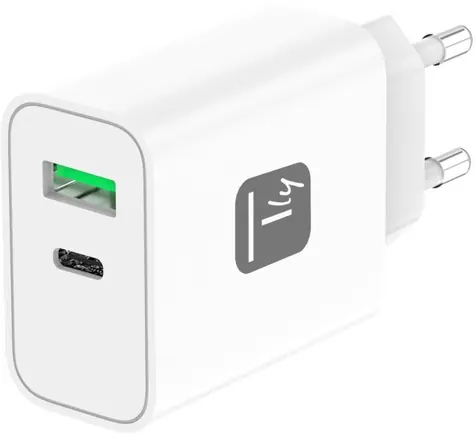 Techly GaN 30W / Ladegerät / USB-C PD, USB-A QC 3.0 / weiß