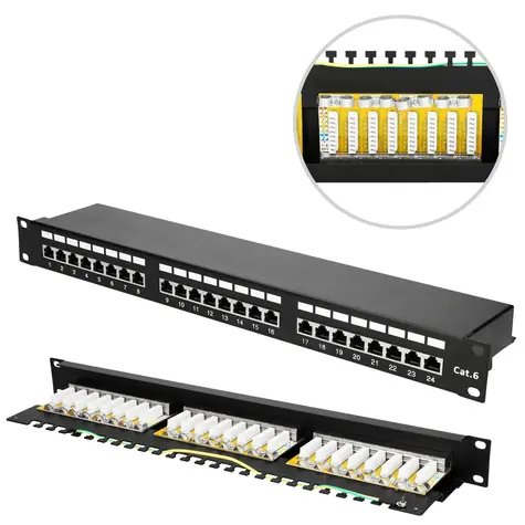 Extralink CAT6 STP V2 / Patchpanel / 24 Ports / geschirmtes STP / 1 HE / schwarz