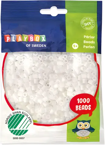 PLAYBOX Aufbügelperlen weiß / 1000 Stück.