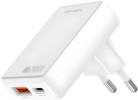 4smarts FlatPlug Duos weiß / Wandladegerät / GaN / USB-C + USB-A / 20 W