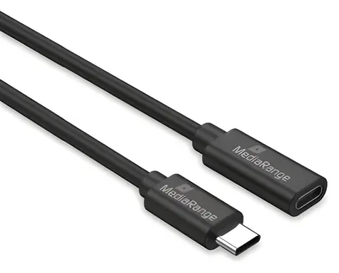 MediaRange USB-C (M) - USB-C (F) schwarz / Verlängerungskabel / PD 60 W / USB 3.2 Gen 1 / 5 Gbit/s / 2 m