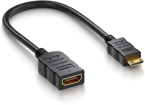 PremiumCord Flexi-Adapter HDMI A Buchse auf Mini-HDMI-C Stecker / Reduzierung / flexibel / 13 cm / 4K 60 Hz