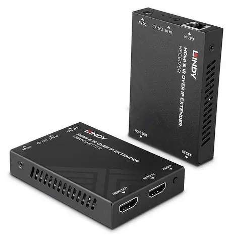 Lindy HDMI- und IR-over-IP-Extender / AV-Sender und -Empfänger / 1920×1080 px / 60 Hz / Schwarz
