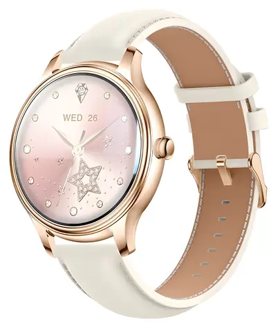 COLMi L28 Gold, goldenes Lederarmband / Smartwatch / AMOLED / 1,32" / IP68 / Bluetooth-Anrufe