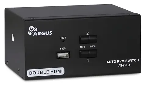 Inter-tech AS-22HA / KVM-Switch / 2 Ports / HDMI / USB / Metallgehäuse