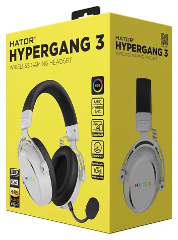 Hator ESH56 Hypergang 3 weiß / Kabelloses Gaming-Headset mit Mikrofon / Hi-Res / ANC / Bluetooth 5.4