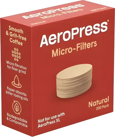 AeroPress Papierfilter Natur Standard 200 Stück (2502010050) / Kaffeefilter / Ungebleicht / für AeroPress