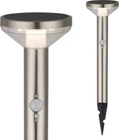 Maclean MCE465 C/M Chrom matt / Solar-LED-Lampe / Bewegungsmelder / IP44 / 3 Modi / Li- ION 1200 mAh