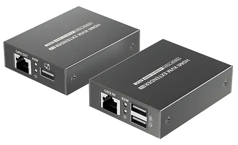 Xtendlan HDMI-Extender 40 m / Sender und Empfänger / 4K/2K/1080p über CAT6 / PoC / IR- und USB-Übertragung (KVM)