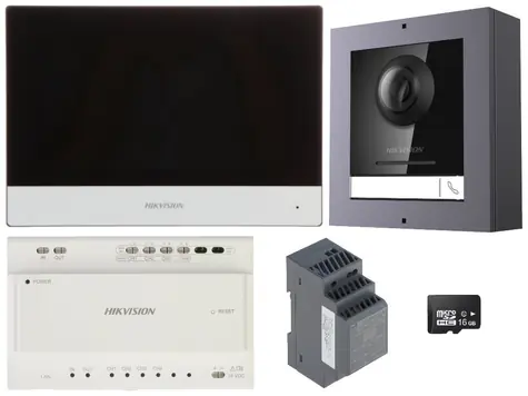 HIKVISION DS-KIS702Y / Videotelefon-Set / 2-Draht / 7"-Monitor / Türstation / Netzteil