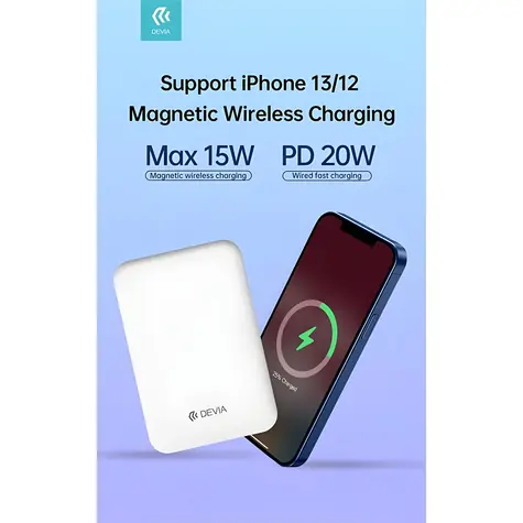 Devia SMART Series Magnetisch Schwarz / Powerbank / 5.000 mAh / Kabelloses Laden / PD 20W / MagSafe