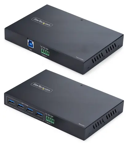 StarTech USB 3.0-Extender mit 4 Anschlüssen, schwarz / Extender / 2× LAN / Netzteil