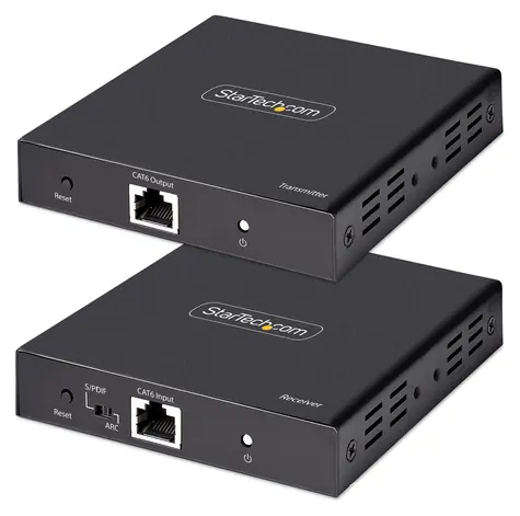 StarTech HDMI-Extender Cat6 schwarz / Videosignalverlängerer / 4K 60Hz / HDR / 7.1-Audio / Sender und Empfänger