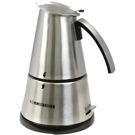 Rommelsbacher EKO 366/E Edelstahl / Elektrische Espressomaschine / 3-6 Tassen / automatische Abschaltung