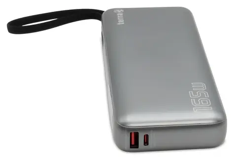 TERRA Powerbank 20000mAh silber / Powerbank / 165W / 2x USB-C / Schnellladefunktion