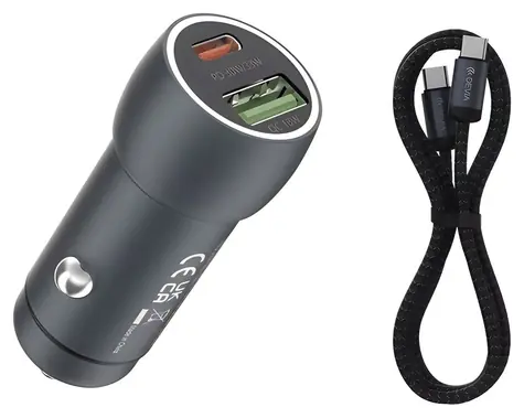 Devia Xtreme Speed Serie, dunkelgrau / Kfz-Ladegerät / 48 W / USB-C-Kabel, 1 m