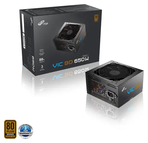 FSP VIC BD 650 schwarz / Netzteil / ATX 3.1 / 650 W / 80PLUS Bronze / 120-mm-Lüfter