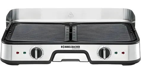 Rommelsbacher BBQ 2025, Edelstahl schwarz / Elektrischer Tischgrill / 2000 W / 2 Grillzonen