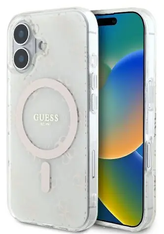 Guess IML 4G Hintergrund weiß / Rückseite für iPhone 16 PLUS / MagSafe