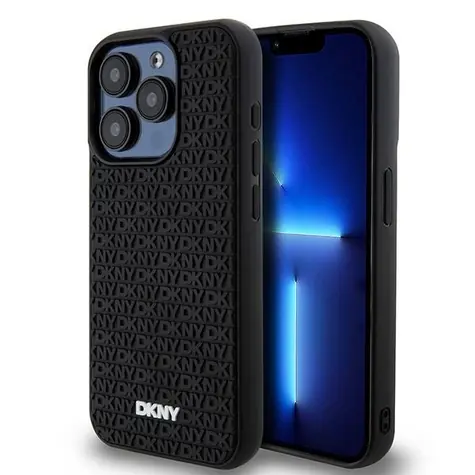 DKNY 3D-Gummimuster für Apple iPhone 15 Pro Max, schwarz / Rückseite / Gummi