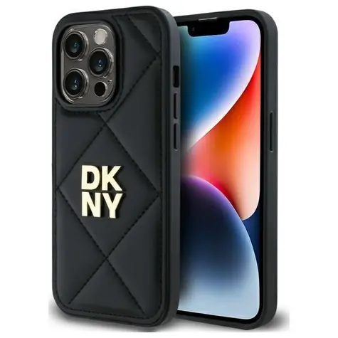 DKNY Quilted Stack Logo schwarz / Rückseite / Apple iPhone 14 Pro Max
