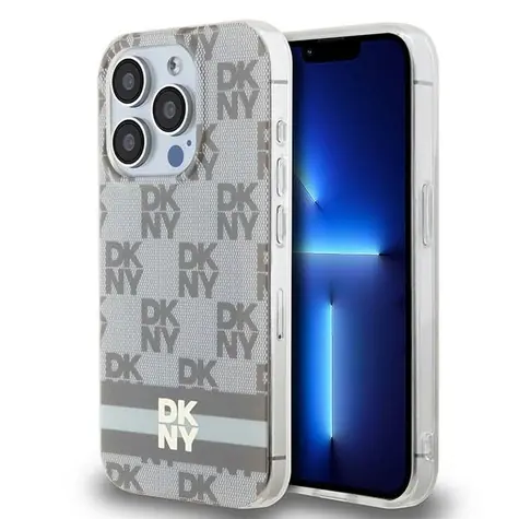 DKNY IML Checkered Mono Pattern beige / Rückseite / MagSafe / iPhone 15 Pro