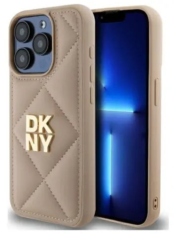 DKNY Quilted Stack Logo iPhone 15 Pro Max beige / Hülle
