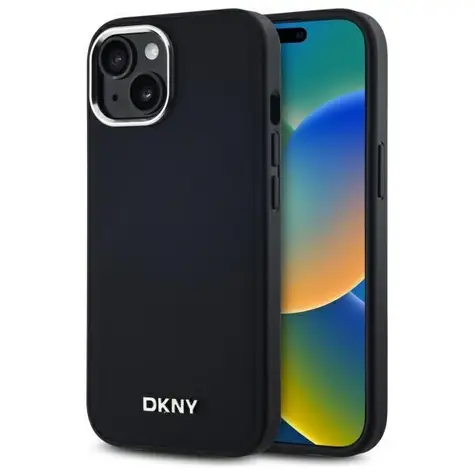 DKNY MagSafe Schutzhülle mit schlichtem Logo , Schwarz / MagSafe / Apple iPhone 15 PLUS
