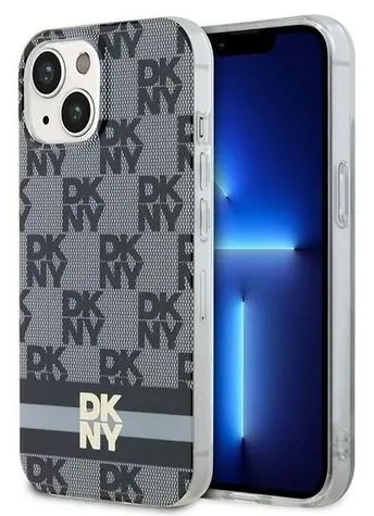 DKNY Schwarz-Weiß-Karomuster / Rückseite / MagSafe / Apple iPhone 15 PLUS, 14 PLUS
