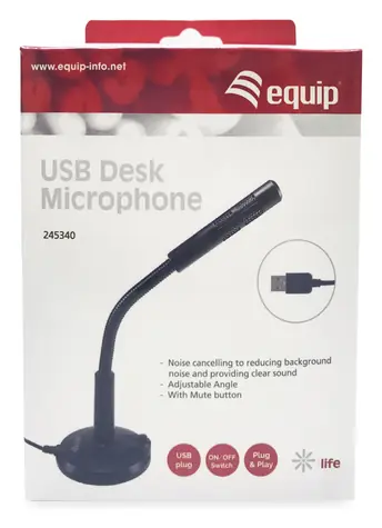 Desktop-Mikrofon mit USB-A- Equip , schwarz / Plug & Play / Rauschunterdrückung / 1,2 m