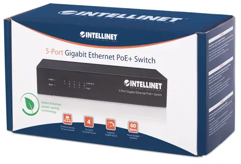 Intellinet 561228 / Switch / 5- Port Gigabit / 4X PoE+ / 60 W