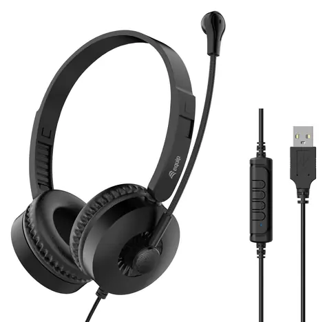 USB- Equip mit Mikrofon, schwarz / Headset / USB-A / Kabel 2 m / Impedanz 32 