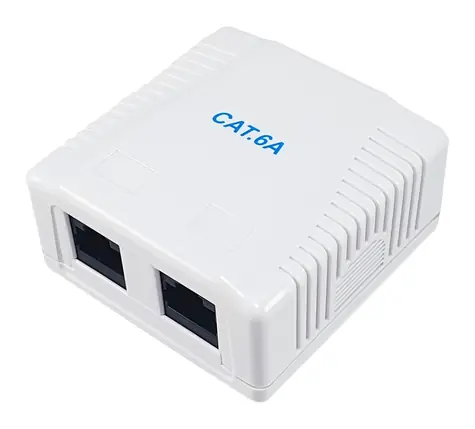 Equip Cat6A 2x RJ45 weiß / Installationsdose / UTP / vergoldete Kontakte