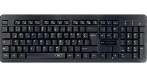 Schwaiger Kabellose Tastatur Schwarz / Tastatur / 2,4 GHz / Ziffernblock / Deutsches Layout / USB-A-Empfänger