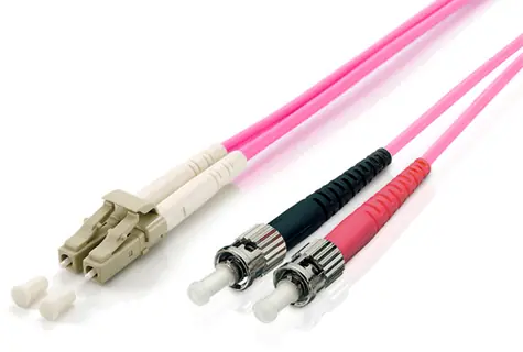 LC-ST- Equip (lila) / Optisches Patchkabel / Multimode OM4 / Duplex / 0,5 m