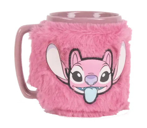 PYRAMID Becher Engelrosa / mit Plüschbezug / Lilo und Stitch